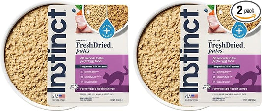 Instinct FreshDried Pates, Freeze Dried Cat Food, Grain Free - Rabbit Entrée, 3 oz. Bag (Pack of 2)