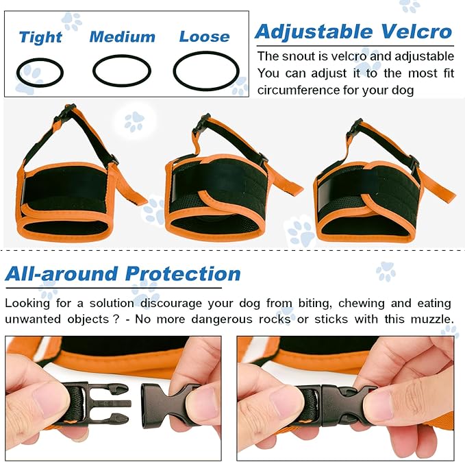 Dog Muzzle, Soft Nylon Muzzles for Small Medium Large Sized Dogs to Anti & Prevent Biting Barking Chewing, Pet Mouth Guard for German Shepherd with Adjustable Strap,Allows Panting Drinking (Orange,L)