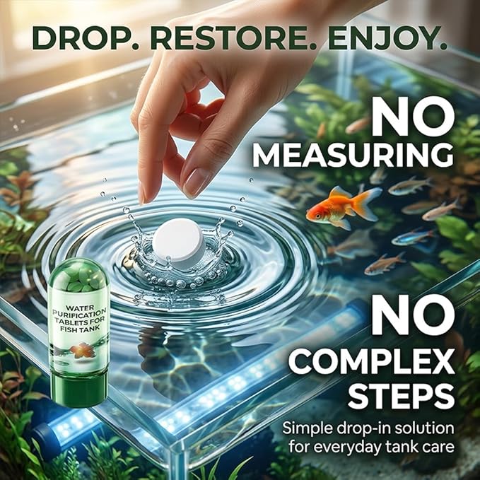 Powerful Aquarium Water Purification Tablet, Water Purification Tablets for Fish Tank, Efficient Clear Turbidity & Improve Water Quality, New Year's Gift for Aquarium Enthusiasts (5pcs)