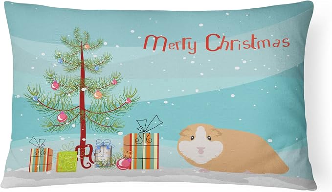 Caroline's Treasures CK4439PW1216 American Guinea Pig Merry Christmas Canvas Fabric Decorative Pillow Machine Washable, Indoor Outdoor Decorative Pillow for Couch, Bed or Patio, 12HX16W