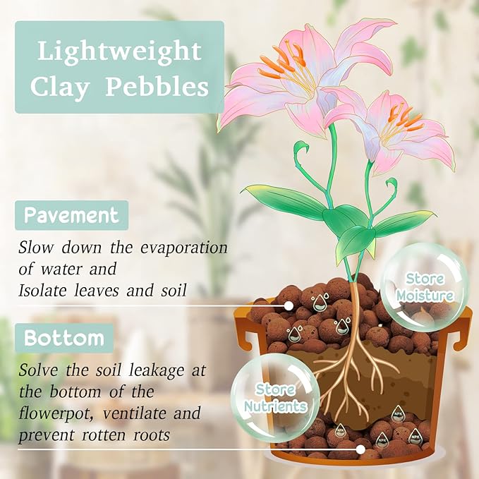 Legigo 6 LB Organic Leca Clay Pebbles for Plants, 4mm-16mm 100% Natural Leca Balls for Indoor Plants, Hydroton Clay Pebbles for Plants Hydroponic Aquaponics Growing Orchid Drainage Terrarium