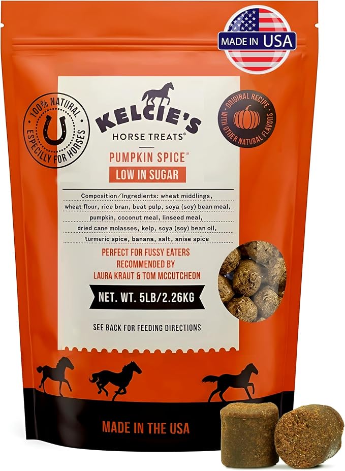 Kelcies Pumpkin Spice Horses Treats - Low Sugar, Starch, and Carbohydrates | Healthy Treats for Horse Supports Superior Digestion 5 Pound (1 Pack)