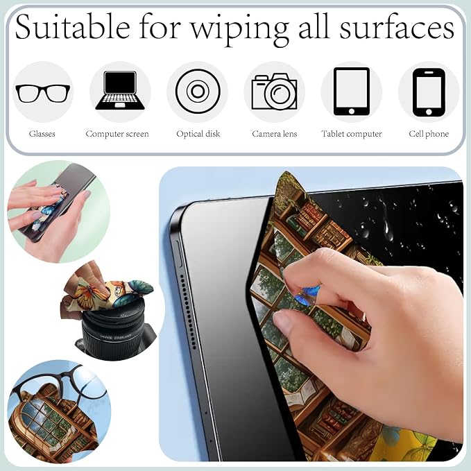 CREATCABIN 6Pcs Glasses Cleaning Cloth Eyeglass Cleaner Cloth Lens Wipes for Cleaning Eyeglasses Library Reusable Soft Microfiber for Sunglasses Camera Laptops Screens Cell Phone 6x6Inch