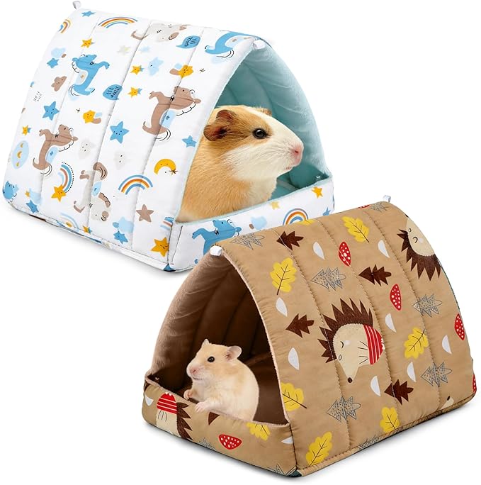 2 Pcs Guinea Pig Hideout, Guinea Pig Bed Tunnel Washable Small Animal House Cage Accessories for Mouse Chinchillas Hamsters Hedgehogs Ferrets Bearded Dragons and Rats Other Small Animals