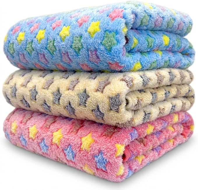 Dog Blankets for Small Medium Large Dogs, 3 Pack Washable 41" x 31", Coral Fleece Soft Pet Mat Throw Cover for Kennel Crate Bed, Cat Blanket, Gifts Puppy Essentials