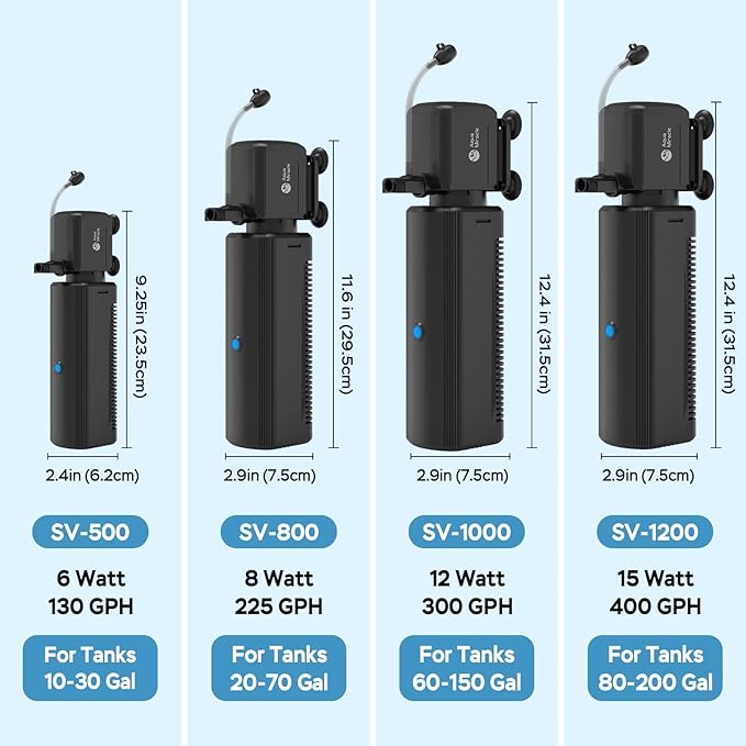 AquaMiracle Fish Tank Filter with Timer & Filter Sponge, 225GPH U - V Aquarium Filter with Aeration & Rainfall Modes, Effective Turtle Filter for Green Water Control (20-70 Gal Tank)