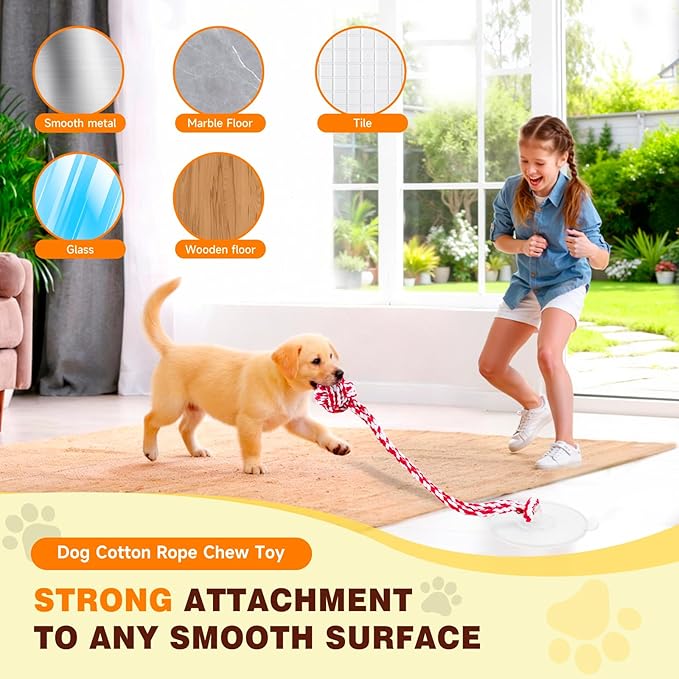 Interactive Dog Toys to Keep Them Busy, Tug of War, Dog Enrichment Toys for Aggressive Chewers, Puppy Teething Toys,Durable Rope & Chew Ball, Indoor Toys Small Dogs，Red White