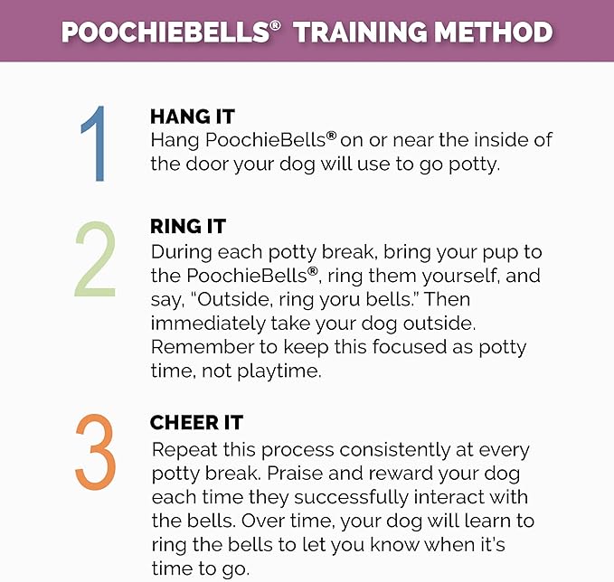 PoochieBells Dog Doorbell, Dog Potty Training Bells, Dog Safe USA-Made w/Perfect Sound,Dog Trainer Approved, Housetraining Made Easy & Quick, Sig Tracks Pink