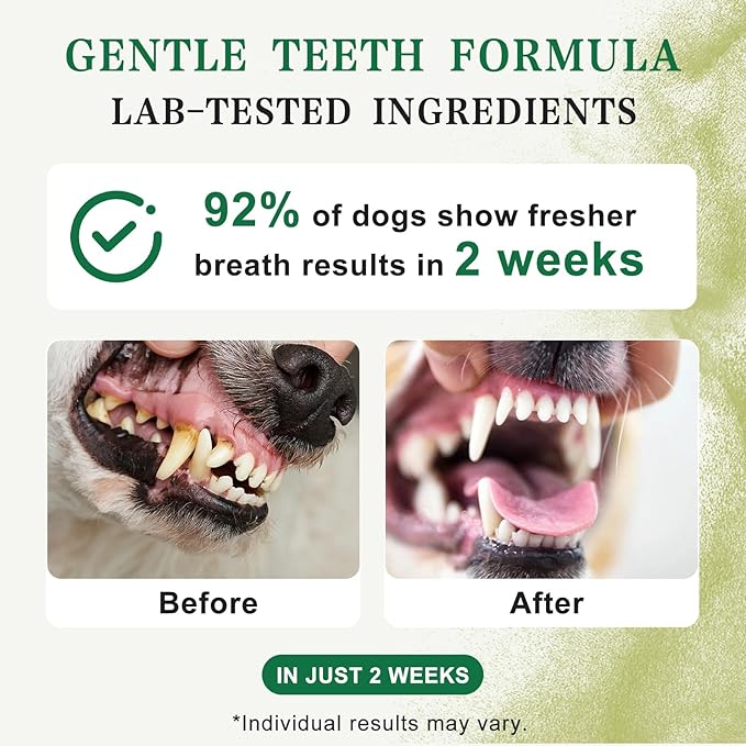 Dog Dental Powder with 750,000,000 CFU Probiotics, Advanced Dog Teeth Cleaning Powder to Reduce Plaque & Tartar, Dental Care for Dogs, Breath Freshener & Teeth Cleaning Made Easy for All Dogs