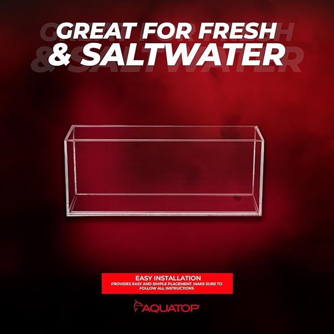 Aquatop High Clarity Glass Aquarium - Ideal for Salt & Freshwater Tanks Bookshelf Aquarium - 3 gal Fish Tank - HCA-3G
