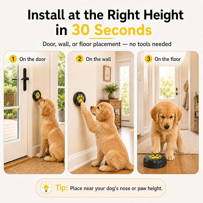 ChunHee Dog Bells to Go Outside, Touch Activated Dog Door Bell for Potty Training, Dog Bell for Door with 36 Built-in Sounds & Voice Commands, 5 Adjustable Volume Levels, Puppy Training Bell for Dogs