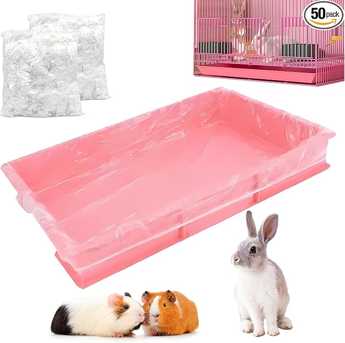 50 Pcs Disposable Cage Liners 27.6' X 19.7'' - Clear, Plastic Toilet Film for Bunny, Hamster, Totoro, Hedgehog, Guinea Pig & Small Animal Habitats