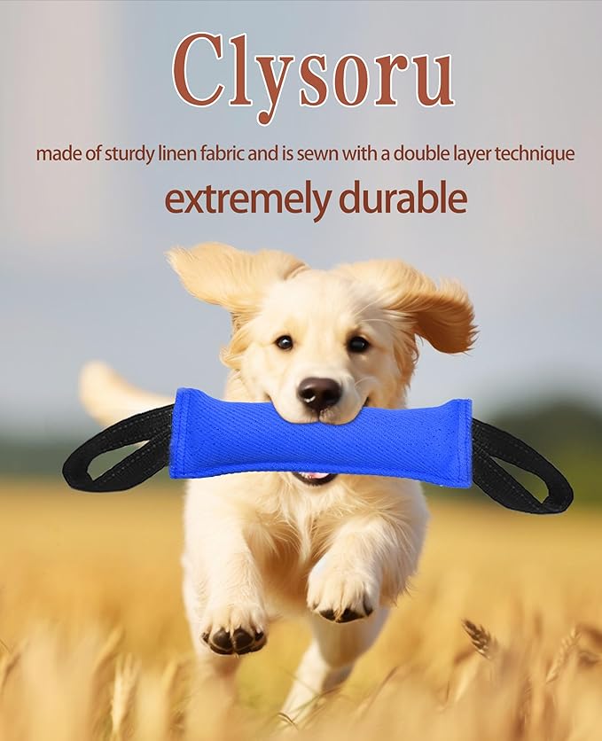 Clysoru tug Toy for Dogs Tug of War Dog Bite with 2 Strong Handles Made Durable Tear Resistant Stitches (Blue)