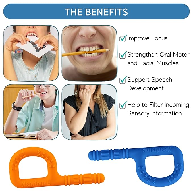 Sensory Chew Toys for Autistic Chewers, 4 Packs Food Grade Silicone Oral Motor Chew Sticks & Hand Fidgets for Autism, ADHD, SPD, Anxiety or Special Needs