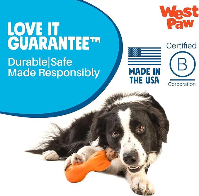 West Paw Qwizl Durable Zogoflex Dog Puzzle Toy for Mental Stimulation, and Enrichment - Treat Dispensing for Bully Sticks and Dental Sticks - Dishwasher Safe - Made in USA - Large - Ruby