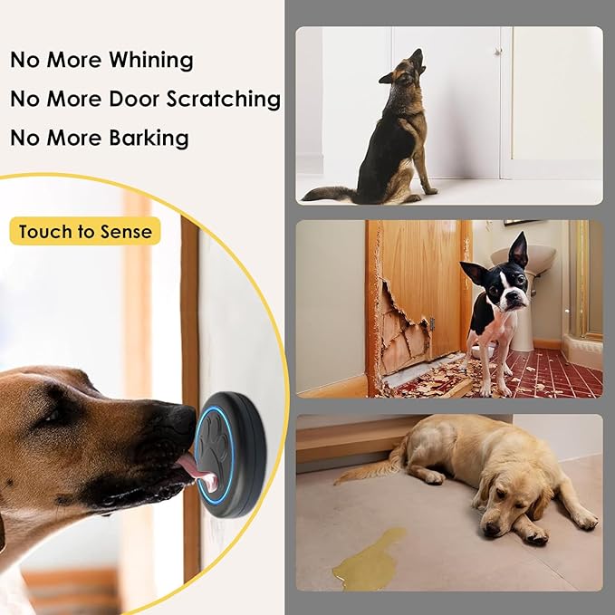 Full House Dog Doorbell for Potty Training, Wireless Pet Doggie Door Bell Training to Go Outside, Waterproof Touch Button, Over 1000 feet Range (Black, 1 Button + 1 Receiver)