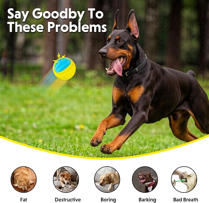 Dog Toy Ball, Indestructible Squeaky Ball for Aggressive Chewers, 3" TPR Rubber Clean Teeth, Relieve Anxiety & Boredom, Interactive Fetch Toy for Medium Large Dogs, Pools &Outdoor Play (Yellow)