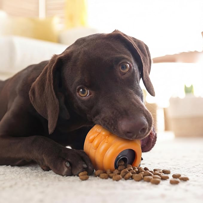 Gemscream 1 Pack Large Dog Toys for Aggressive Chewers, Dog Treat Dispensing Toy to Keep Them Busy, 2-in-1 Fillable Holder with 2 Cups and Food-Dispensing Lids for Large Medium (Yellow)