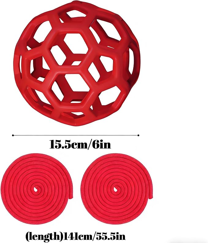 Goat Feeder Hanging Feeding Toy,Horse Treat Hay Feeder Toy, Durable TPR Feeding,for Horse Goat Sheep Relieve Stress,Stretch-Resistant Design（Red）