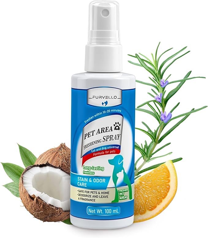2 in 1 Pet Odor Eliminator Spray & Stain Remover for Dogs & Cats, Enzymatic Cleaner for Dog Urine and Cat Pee, Pet Spray Deodorizer, Portable Pet Odor Remover for Instant Cleanups Anywhere, 3.38 FL OZ