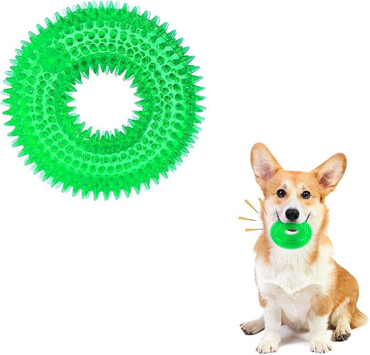 Andiker Squeaky Dog Toy, Safe TPR Chewable Dog Toys for Teeth Grinding&Cleaning Dog Fetch Toys for Enhancing Interactivity Outdoor Suitable for All Dog Sizes Puppy’s and Dogs (Small Green)