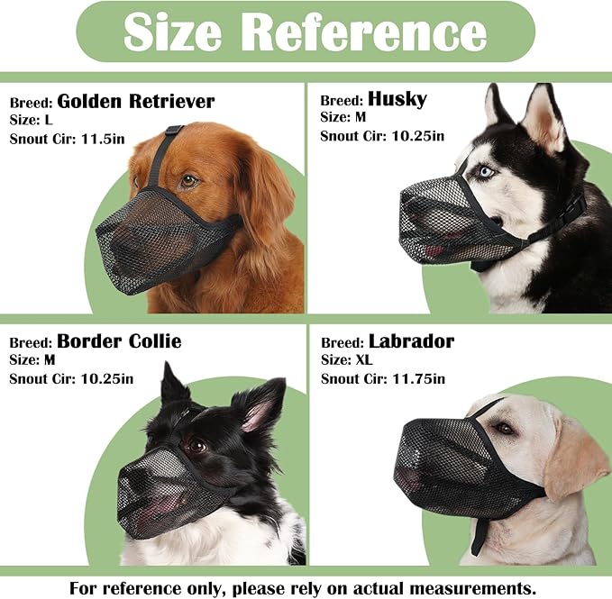 Mayerzon Dog Muzzle, Soft Mesh Muzzle for Small Medium Large Dogs Anti Bite Scavenging, Breathable Adjustable Mouth Guard for German Shepherd Labrador Golden Retriever in Grooming Walking Vet Visits
