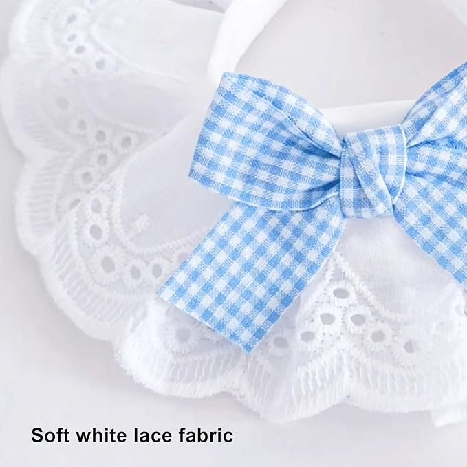 Elegant Lace Cat Collar with Cute Bow,Kitty Collars with Bow Tie,Pet Lace Bib Collar with Cute Bow,Cat Princess Costumes,Blue1 Piece