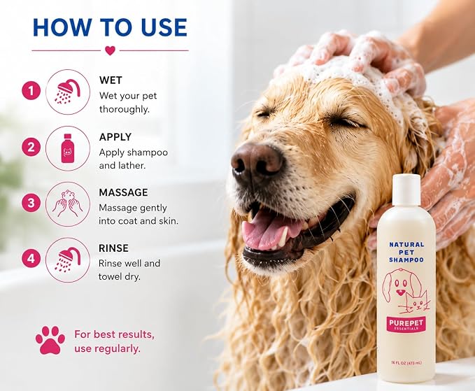 PurePet Essentials Lavender Scent Dog Shampoo for All Pets & Puppies - Natural, Soothing, and Effective 16 0z