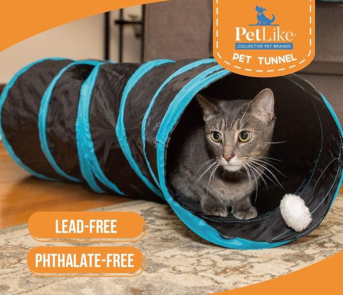 PetLike S Way Cat Tunnel Collapsible Pop-up Pet Tube Hideaway Play Toy with Ball (S-Way, Rose Red)