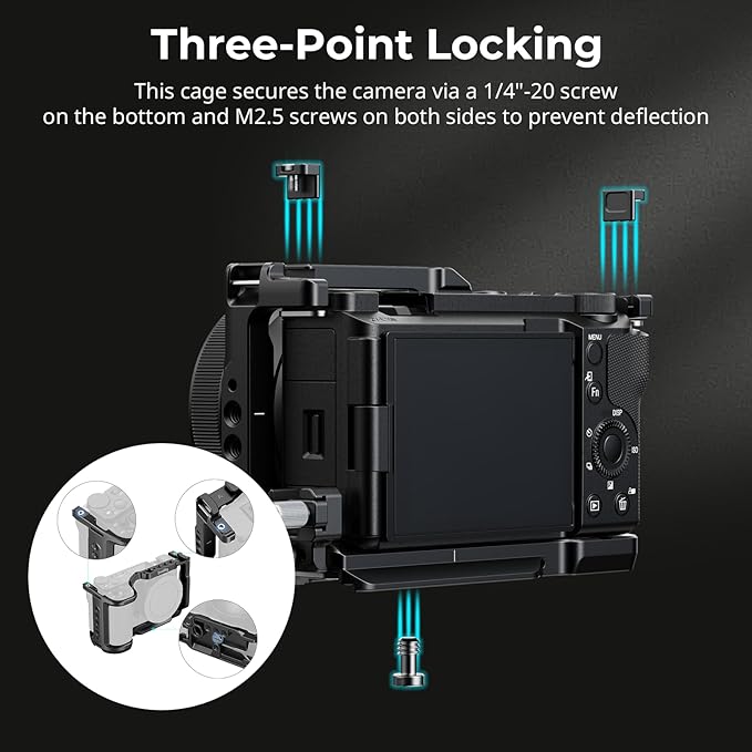 SmallRig ZV-E10 II Cage Kit for Sony ZV-E10 II with Cable Clamp for HDMI, Built-in Quick Release Plate for Arca, Cold Shoe and 3/8''-16 Threaded Holes, Full Access - 4867