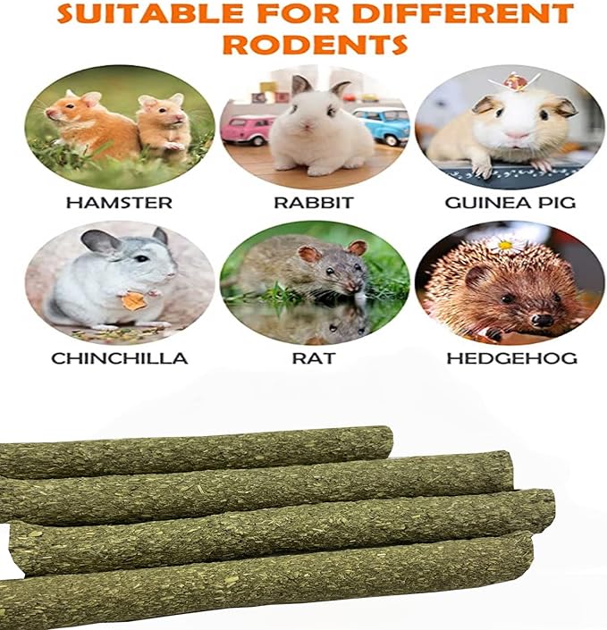 ANDES Rabbit Chew Toys 40pcs Timothy Hay Sticks About 14oz/400g Hamster Molar Snacks Handmade are Perfect Food Accessories for Bunny Guinea Pigs Rats Chinchillas Gerbils (40pcs Timothy Hay Sticks)