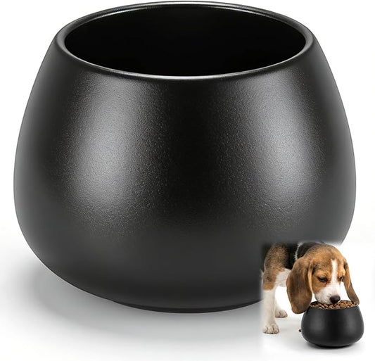 1 Pack 37 oz Ceramic Dog Bowl for Large Dogs with Long Ears No Spill Water & Food Pet Bowl Cocker Spaniel Beagle Bassett (Black)
