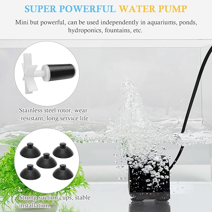 FEDOUR 10W 15W 20W Aquarium Submersible Filter, Quiet Fish Tank Internal Filter with Spray Bar, Powerful Aquarium Filter for 5-80 Gallon Tank(15W for 15-50Gallon)