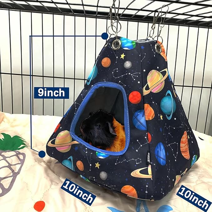 Ferret Rat Hammock Tent Hanging Tunnel Cage Accessories Set for Small Pets,Cage Decorations for Ferrets Rats (Galaxy Black)