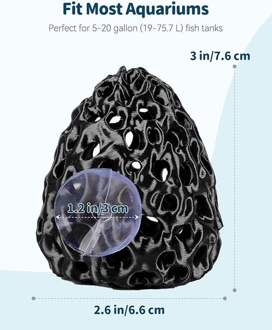 Uniclife Shrimp Cave, Shrimp Hides for Aquarium, Realistic Plastic Aquarium Coral Rock Decorations with Suction Cup, Betta Hideout Tank Accessories for Fish Tank Decor, Hiding & Resting, Black