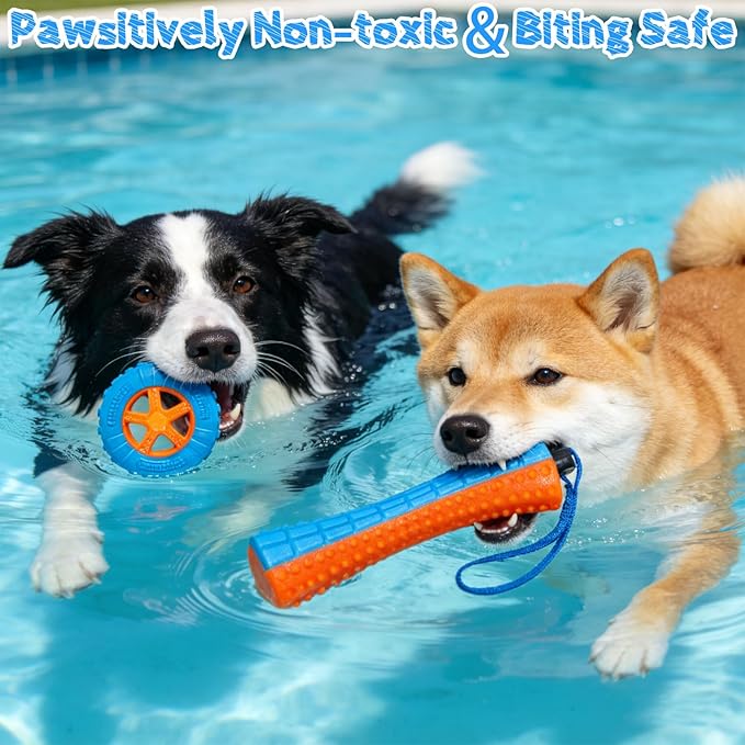 EXPAWLORER Floating Dog Water Pool Toys - 4 Pack Interactive Water Retrieving Fetch Speaky Chew Toy for Small Medium Large Dogs, Durable Dog Chew Toys for Summer Essentials Outdoor Beach Yard