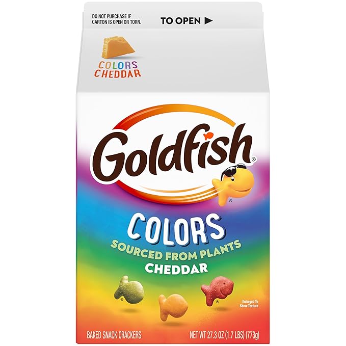 Goldfish Colors Cheddar Cheese Crackers, 27.3 Oz Carton (Pack of 2)