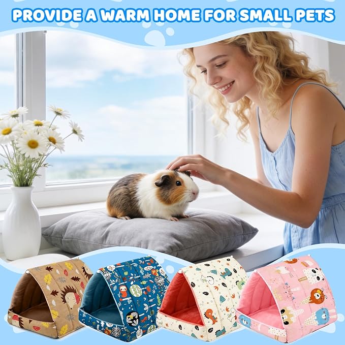 4 Pcs Guinea Pig Hideout, Guinea Pig Bed Tunnel Washable Small Animal House Cage Accessories for Mouse Chinchillas Hamsters Hedgehogs Ferrets Bearded Dragons and Rats Other Small Animals