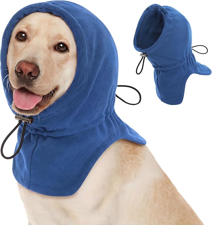 Dog Calming Hoodie Pet Ear Warmer Covers for Noise, No Flap Ear Wrap for Dogs, Quiet Ears Dog Hoodie Anxiety Relief Dogs Hat Calming Hood Head Cover, Blue M