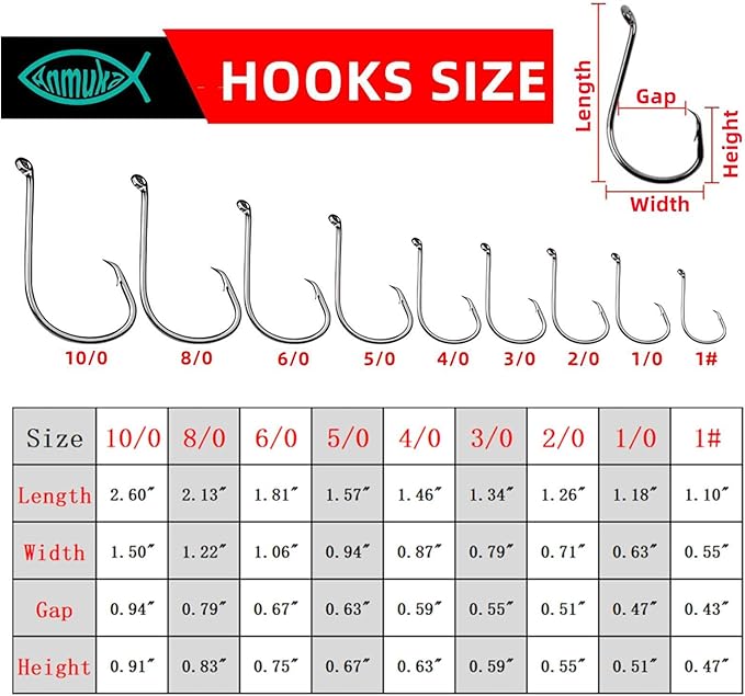 Circle Hooks Fishing Hooks 2X Strong 170PCS/Box|220PCS/Box Octopus Catfish Fish Bulk Fishing Hooks Set Saltwater Freshwater Gear Equipment#1 1/0 2/0 3/0 4/0 5/0 6/0 8/0 10/0