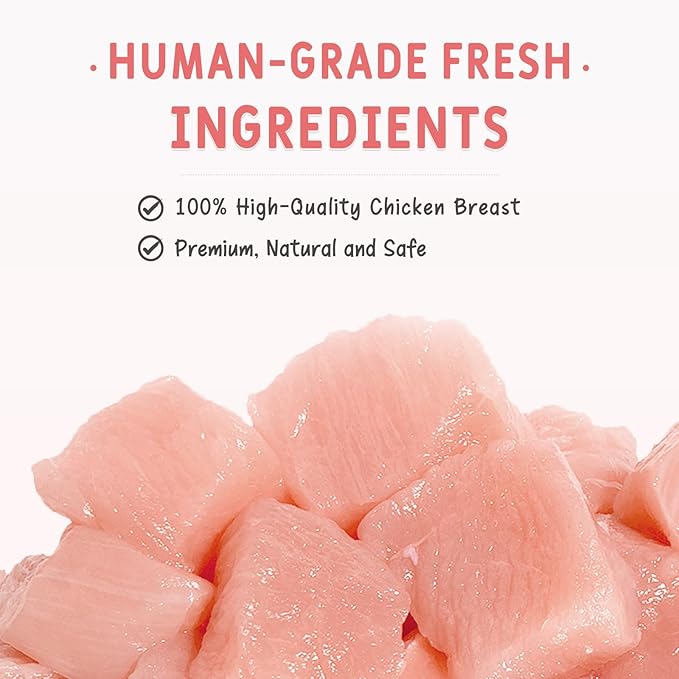 Freeze Dried Chicken Breast Cat & Dog Treats - 2.82oz (80g), 100% Single Ingredient, Human-Grade High Protein Training Rewards, 0% Salt & Sugar, Grain-Free, Ideal Meal Topper for Picky Eaters