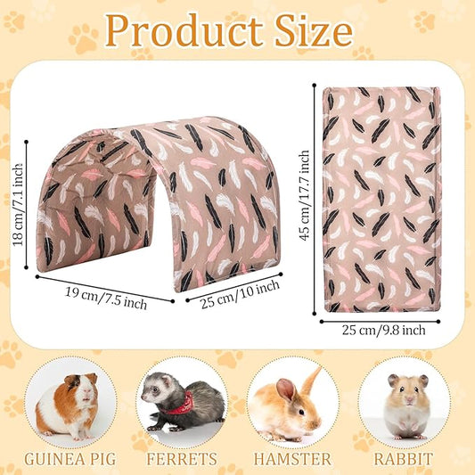 BreezeHug 4 Pcs Guinea Pig Tunnel Foldable Rabbit Hideout Washable and Soft Bunny Hide House Ferret Tunnel Toys Cage Accessories for Small Animal Hamster Hedgehogs Chinchilla (Cute Pattern)