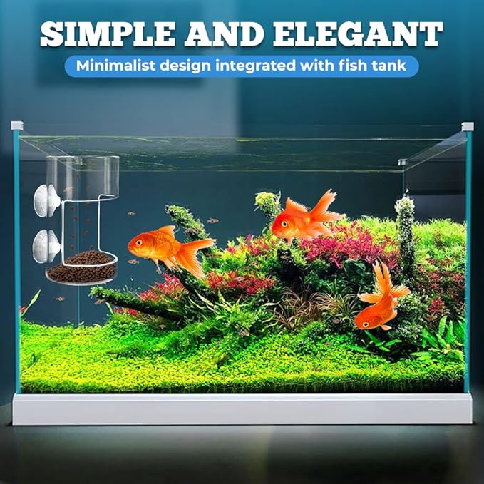 No Mess Aquarium Feeder, 2026 New Acrylic Clear Fish Tank Feeder with Suction Cup, Preventing Food Scattering (Square)