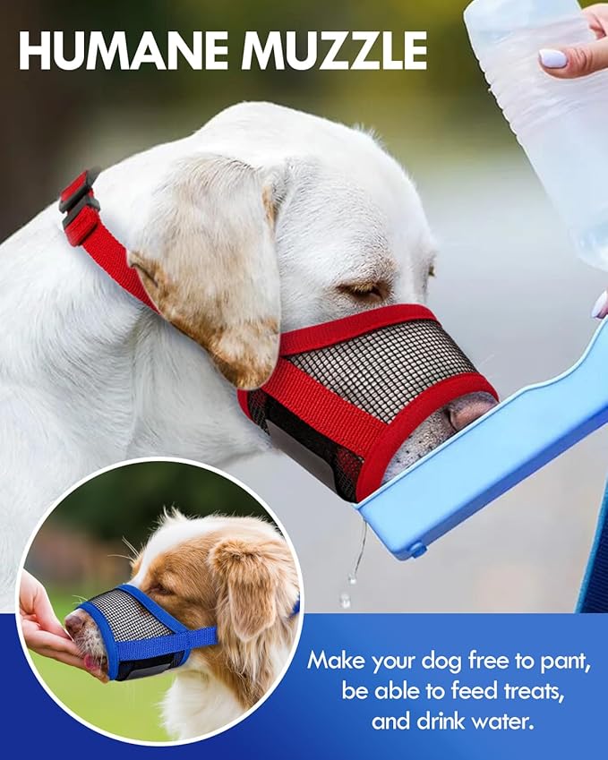 Dog Muzzle, Soft Air Mesh Muzzles for Medium Sized Dogs, Breathable Dog Mussels for Scavenging Biting Licking & Barking, Adjustable Mouth Guard for Grooming, Allows Panting and Drinking (Red,M)