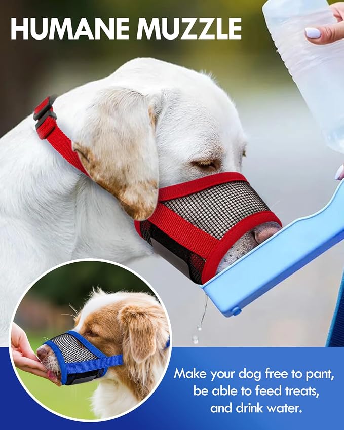 Dog Muzzle, Soft Air Mesh Muzzles for Extra Large Dogs, Breathable Dog Mussels for Scavenging Biting Licking & Barking, Adjustable Mouth Guard for Grooming, Allows Panting and Drinking (Red,XL)