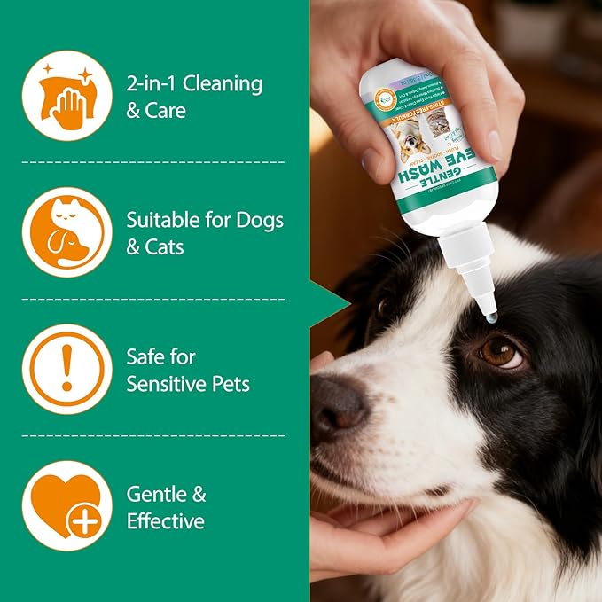 100ml Eye Drops for Dogs, Soothing Eye Drops for Dogs & Cats | Natural Ingredient Formula with Natural Ingredients to Gently Cleanse and Comfort Watery or Itchy Eyes