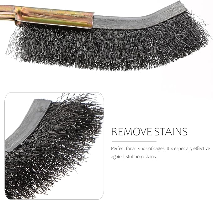 Angoily Bird Cage Cleaning Brush 2-Pack Long Handle Wire Bristle Cage Brush for Pet Supplies Easy Stubborn Stain Removal and Daily Grooming