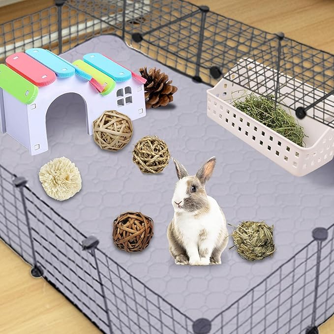 kathson 12 Pack Natural Bunny Chew Balls Small Animal Activity Toys Rabbit Play Ball Rolling Toy Gnawing Treats Timothy Grass Balls for Guinea Pigs Chinchilla Pet Cage Entertainment