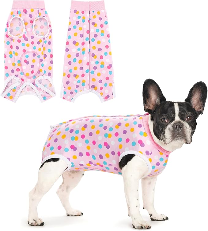 Coppthinktu Recovery Suit for Dogs After Surgery, Dog Onesie Surgery Recovery Suit for Female Spay, Soft Surgical Pajamas Bodysuits for Puppy to Prevent Licking Dog Cone Alternative Dots XL