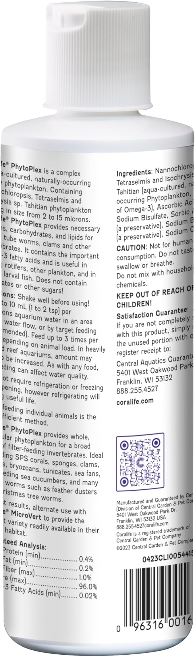 Coralife Saltwater Fish Tank Aquarium Phytoplex Aqua Cultured Phytoplankton, 8 oz